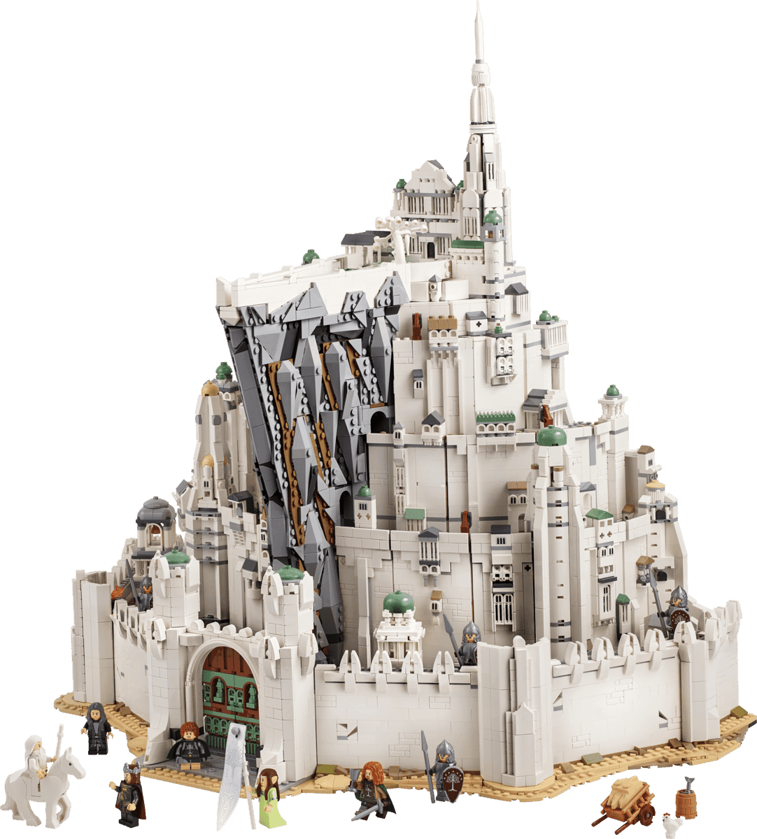 LEGO 11377 Minas Tirith — front view with minifigs