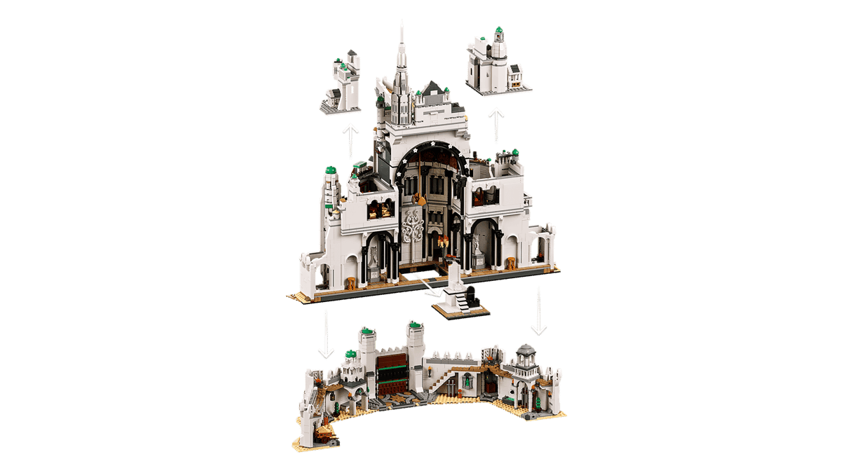 LEGO 11377 Minas Tirith — exploded build modules
